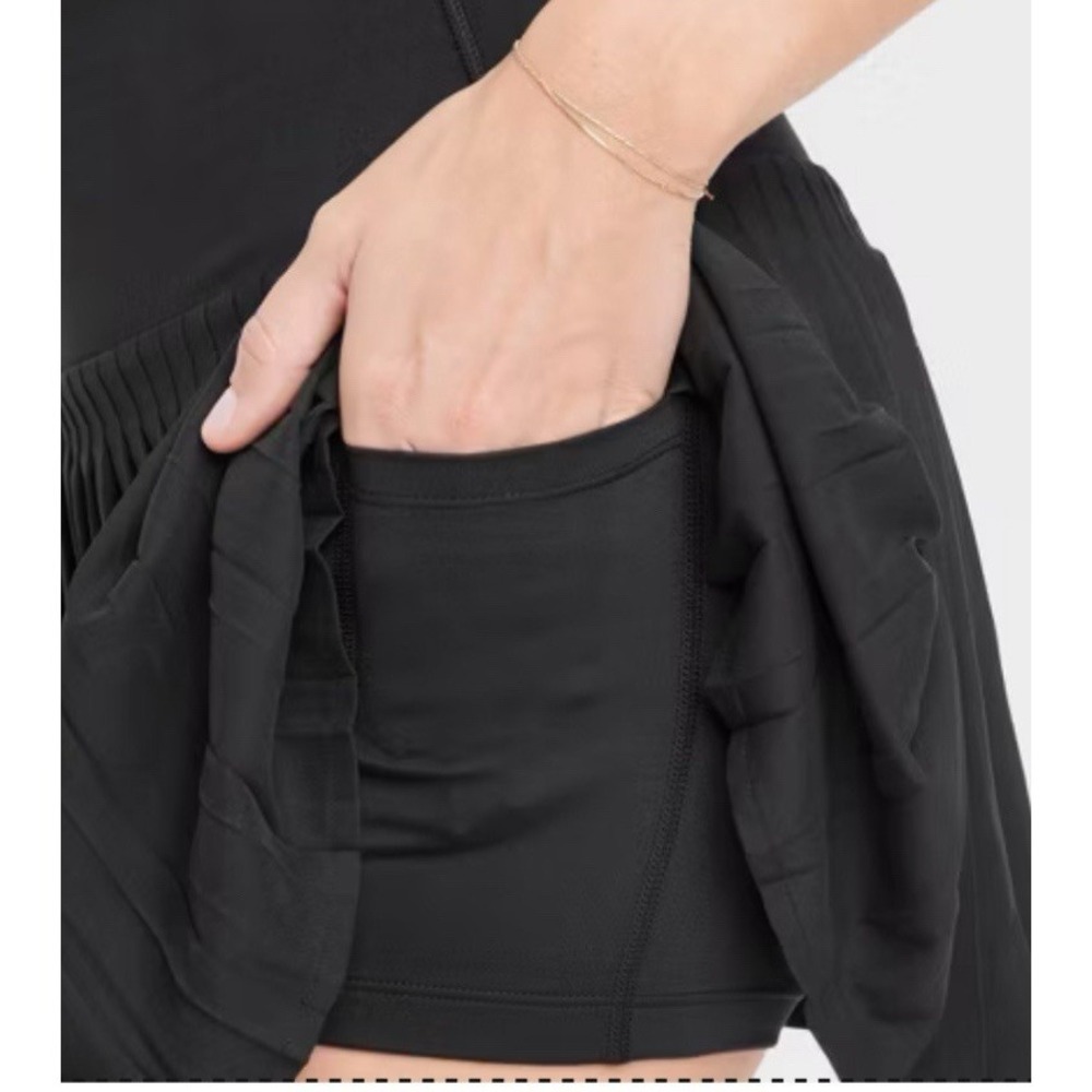 Pleated Black Athletic Skort L, Pockets Pickleball Skirt Tennis Golf Quick Dry - Picture 5 of 11